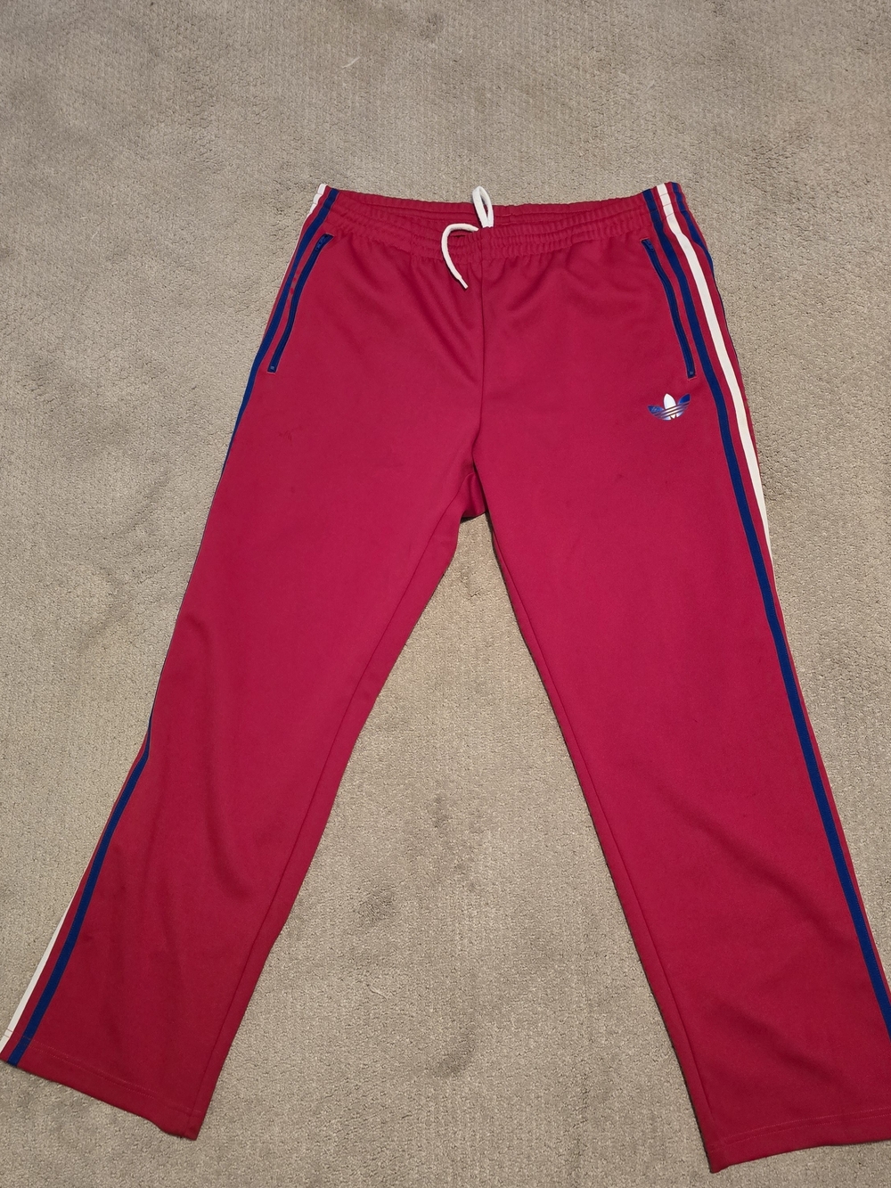 Vintage Adidas Originals Firebird Track Pants Red Navy Cream Trefoil Logo Size L
